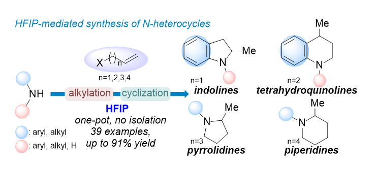 HFIP-Promoted One-Pot Synthesis of Indolines and Pyrrolidines